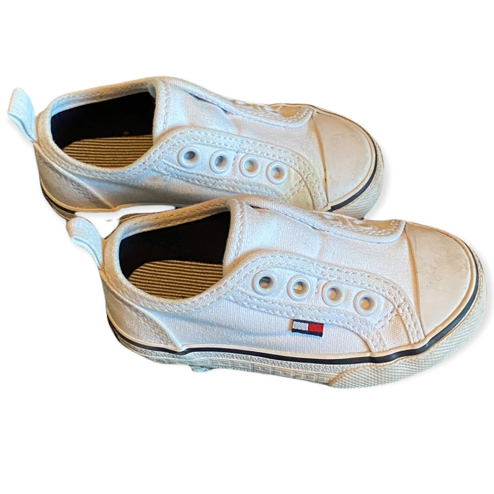 Tommy Hilfiger White Canvas Sneakers Unisex Toddler Size 5